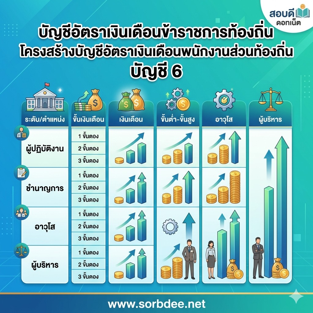 บัญชีอัตราเงินเดือนข้าราชการท้องถิ่น โครงสร้างบัญชีอัตราเงินเดือนพนักงานส่วนท้องถิ่น บัญชี 6