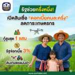 รัฐช่วยครึ่งหนึ่ง! เปิดสินเชื่อ “ดอกเบี้ยคนละครึ่ง” ลดภาระเกษตรกร กู้สูงสุด 1 แสน รัฐจ่ายดอกเบี้ย 3% ดันเกษตรแม่นยำ